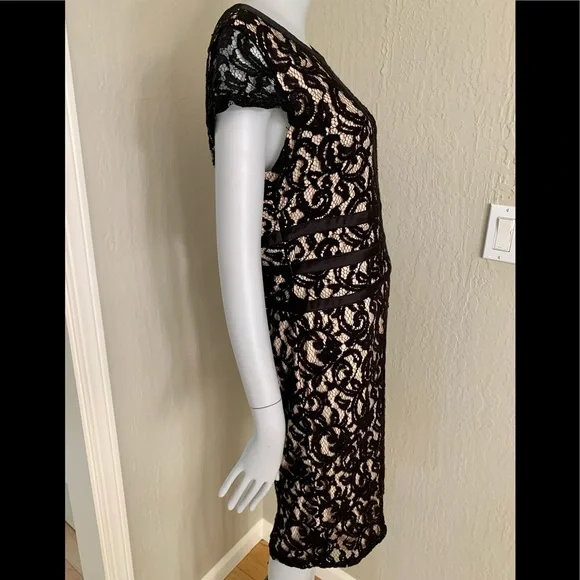 MSK Black Lace Dress Scoop Neck Little Black Dress LBD Party Size 10 - Picture 10 of 15